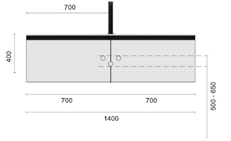 QUATRO 2 140см (70+70) тумба DAPHNE профиль MATT GOLD + внутр. подсв. 790-M2-140(70+70)-D-MG+LD