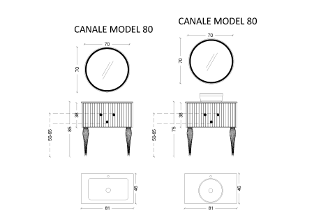 Тумба под раковину 80 см ArmadiArt Vallessi Avantgarde Canale 843-080-WG