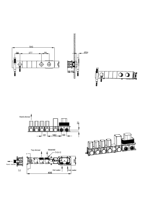 Встраиваемая душевая система Boheme Zodiac Thermo 133-SYS-GM