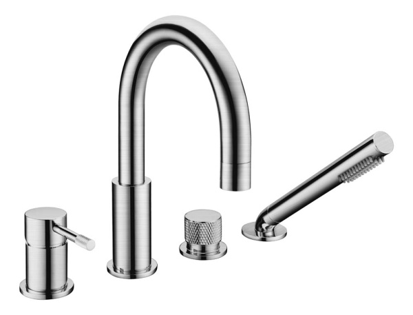 Смеситель врезной на борт ванны UNO INOX 460-INOX