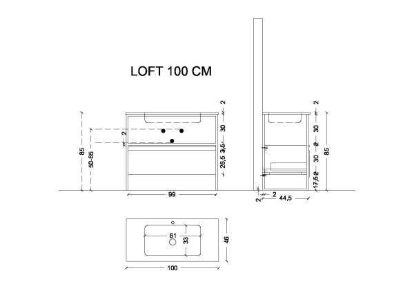 Тумба под консоль 100 см ArmadiArt Loft 894-100-W
