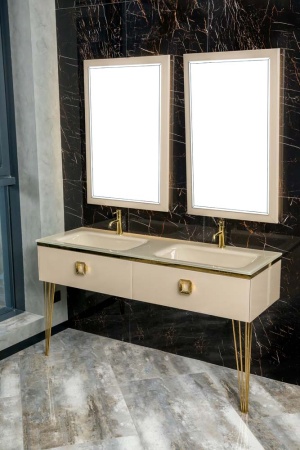 Столешница стекло 140см моноблок Светло-Золотой 852-140-Light Gold