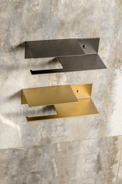Держатель для туалетной бумаги c полкой Qubic Matt Gold 10721-2-MG
