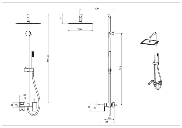 Душевая стойка Boheme Qubic 478-BRB