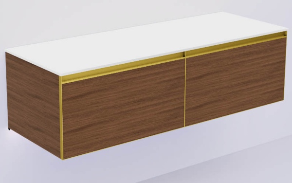 QUATRO 2 140см (70+70) тумба BILBAO профиль MATT GOLD + внутр. подсв. 790-M2-140(70+70)-B-MG+L