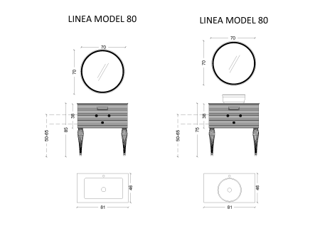 Тумба под раковину 80 см ArmadiArt Vallessi Avantgarde Linea 842-080-BCR