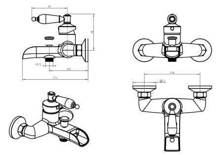 Смеситель для ванны Boheme Vogue 203-MR-W