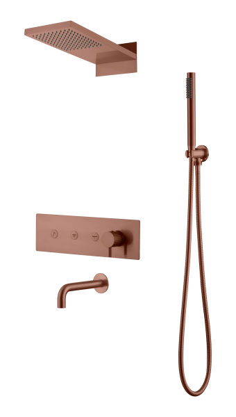Встроенная душевая система FUSION, трехпозиционная Brushed Bronze с изливом 130-2-BRB