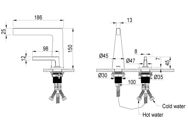 Смеситель Boheme Duo для раковины, 2х-позиционный 161-NB