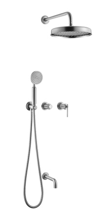 Смеситель встроенный + верхний + ручной душ + излив, ETERNA NIKEL BRUSH 174-2-NB