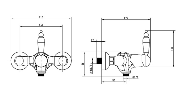 Смеситель для душа Boheme Medici Ripresa 304-BLC