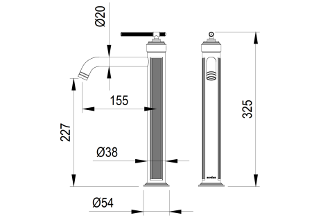 Смеситель для умывальника высокий ETERNA GOLD 172-G