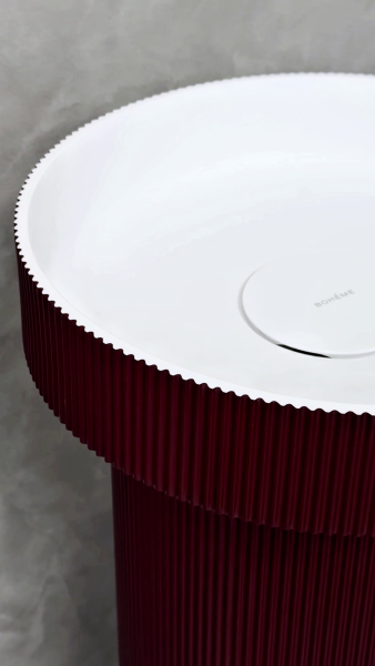 Раковина Ø40 см на пьедестале ArmadiArt Sole Corian 801-R-BUR+801-Base-R-BUR