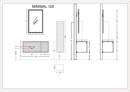 Тумба под столешницу 120 см с подсветкой ArmadiArt Minimal 898-120-D
