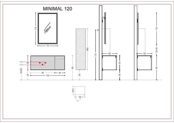 Тумба под столешницу 120 см с подсветкой ArmadiArt Minimal 898-120-D