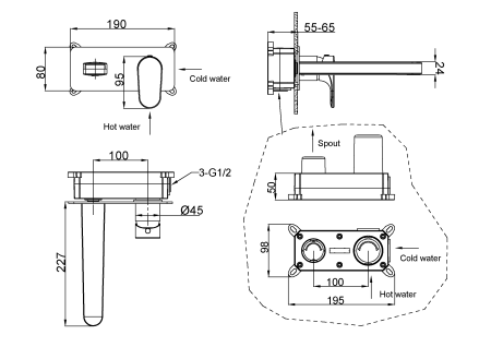 Смеситель для раковины Boheme Spectre 455-BR