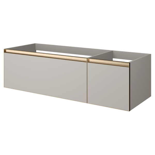 QUATRO 2 140см (100+40) тумба CASHMERE профиль MATT GOLD c подсветкой внутри 790-M2-140-CM-MG LED