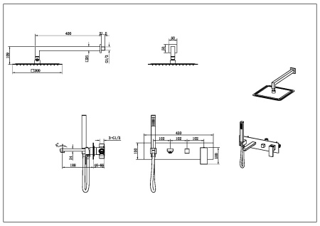 Встраиваемая душевая система Boheme Qubic 474-CB