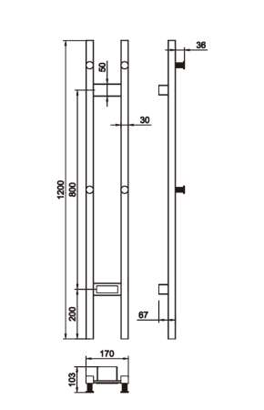 Полотенцесушитель электрический 2-трубы квадратный GOLD 728-G