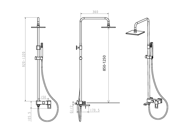 Душевая стойка Boheme Q 148-GUW