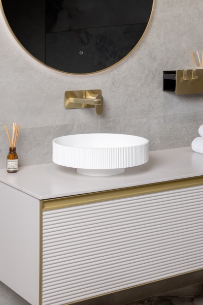 Раковина накладная Ø40 см ArmadiArt Sole Corian 801-R-MW