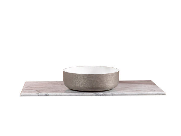 Столешница мрамор 101см Bianca Carrera под накладную раковину смесак сзади 857-101-BC