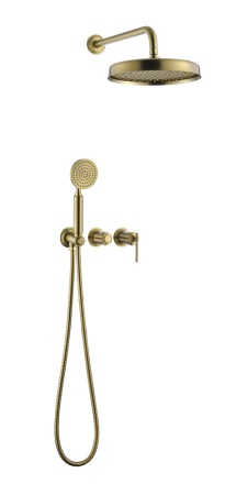 Смеситель встроенный + верхний+ ручной душ, ETERNA MATT GOLD 174-MG