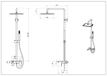 Душевая стойка Boheme Qubic 478-MW
