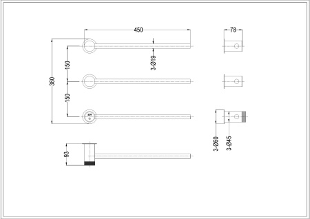 Полотенцесушитель STICK дополнительный элемент SHINE GUN METAL 727-extra-SGM