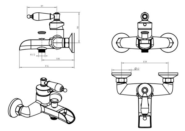 Смеситель для ванны Boheme Vogue 203-BSW
