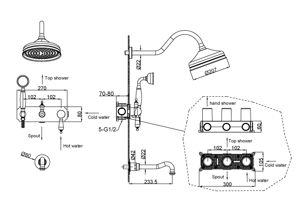 Встраиваемая душевая система Boheme Medici 308-SW