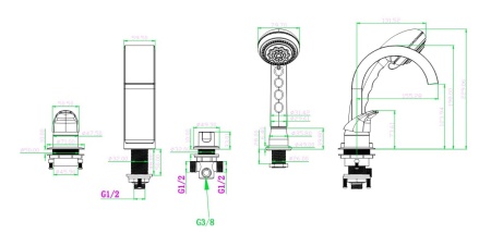 Смеситель на борт ванны Boheme Aquadesign 491