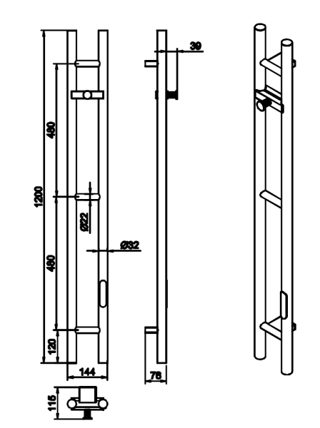 Полотенцесушитель электрический 2-трубы круглый SHINE GUN METAL 729-SGM