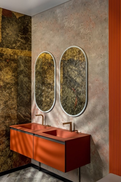 QUATRO 2 140см (70+70) тумба TERRACCOTA профиль ANTHRACITE 790-M2-140(70+70)-T-A