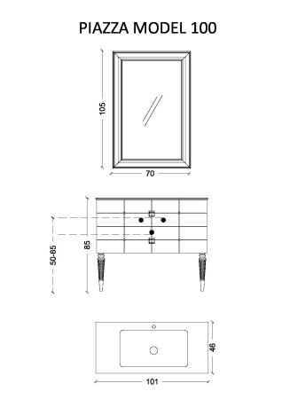 Тумба под раковину 100 см ArmadiArt Vallessi Avantgarde Piazza 841-100-BG