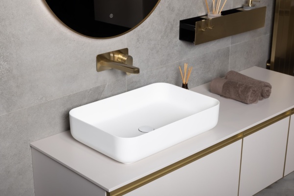 Раковина накладная 60 см ArmadiArt Corian Slim 879-60-MW