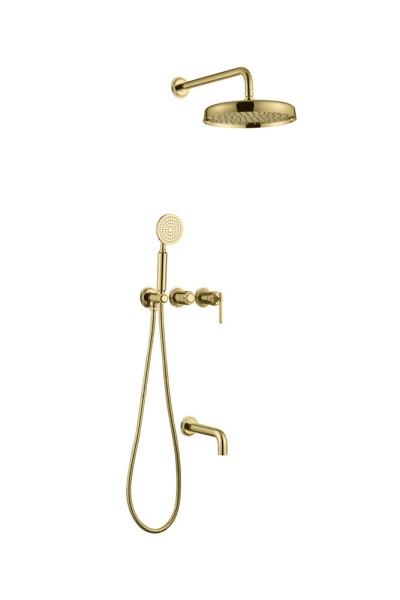 Смеситель встроенный + верхний + ручной душ + излив, ETERNA GOLD 174-2-G