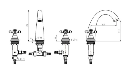 Смеситель для раковины Boheme Medici 317-MediciRipresa