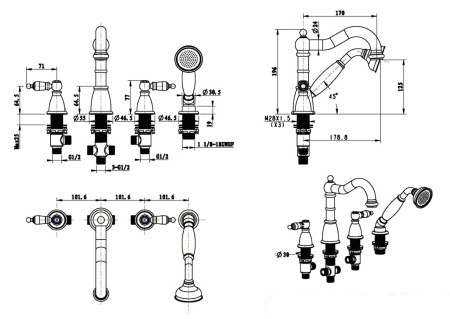 Смеситель на борт ванны Boheme Tradizionale 395-BSW