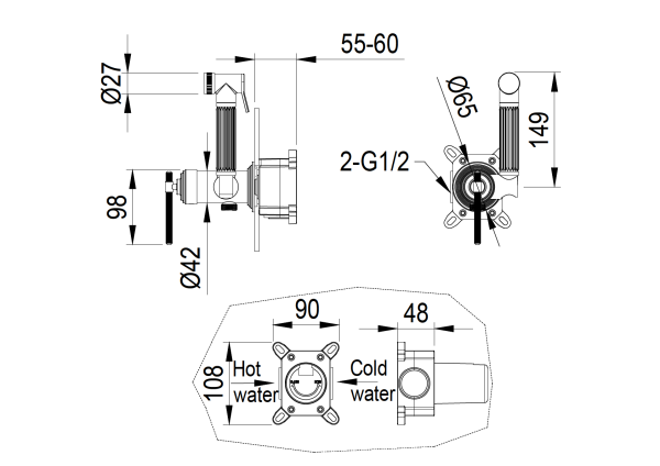 Смеситель гигиенический, ETERNA NICKEL BRUSH 177-NB