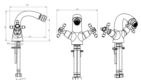 Смеситель для биде Boheme Royal Cristal 276-Royal/CRST black