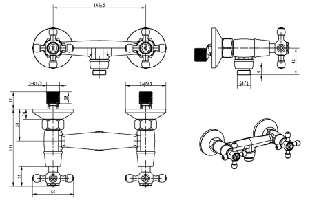 Смеситель для душа Boheme Royal Cristal 314-Royal/CRST black