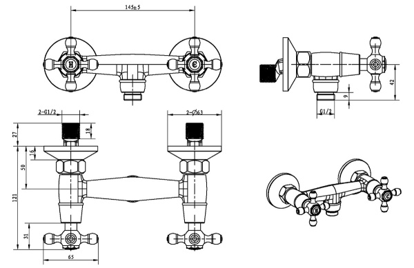 Смеситель для душа Boheme Royal Cristal 314-Royal/CRST black