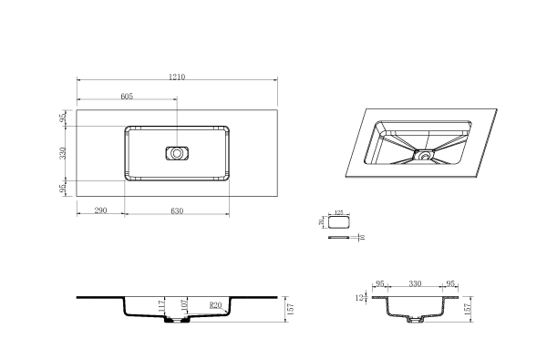 Раковина 121 см ArmadiArt Quatro 793-120-W продается только в комплекте с тумбой