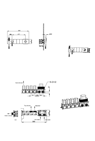 Встраиваемая душевая система Boheme Zodiac 132-SYS-GM