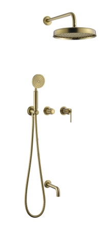 Смеситель встроенный + верхний + ручной душ + излив, ETERNA MATT GOLD 174-2-MG