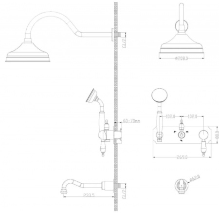 Встраиваемая душевая система Boheme Medici 308-MR-W