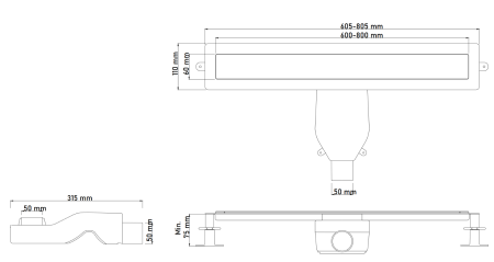 Душевой лоток 80 см ArmadiArt Premium Linea 982-80-BRB