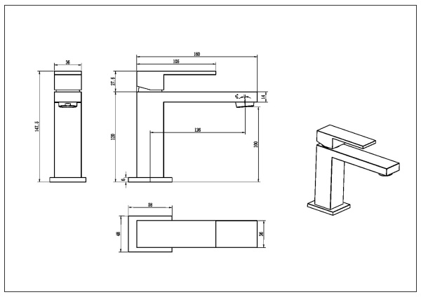 Смеситель для раковины Boheme Qubic 471-CR