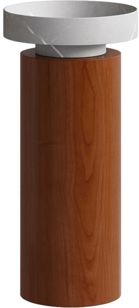 Раковина Ø40 см на пьедестале ArmadiArt Sole Corian 801-GR+801-Base-Rwood